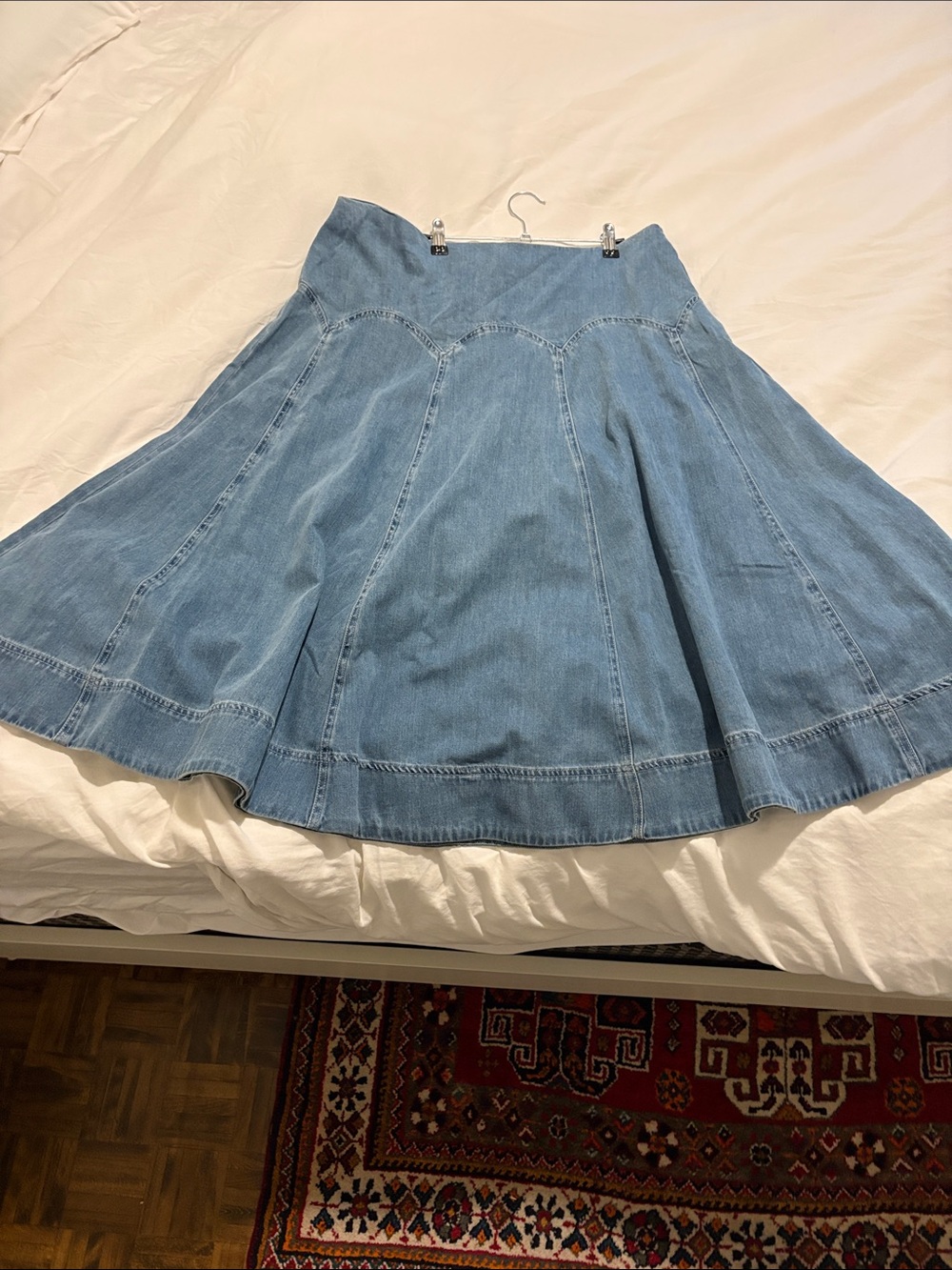 Mint Velvet Light Blue Denim A-Line Skirt